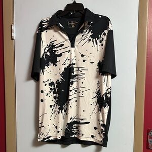 Loudmouth Black and White Paint Splatter Golf Polo